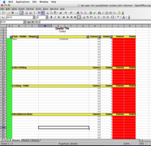 2005 Backpacking Light Trip Planning Spreadsheet Contest Entries - 16