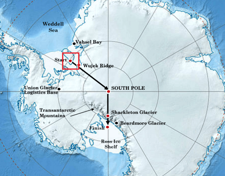 Henry Worsley attempt solo crossing of Antarctica via a route from the Weddell Sea to the Ross Ice Shelf
