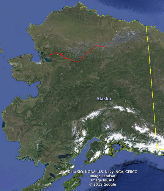 Max Neale's trek-and-packraft route through Alaska's Brooks Range.