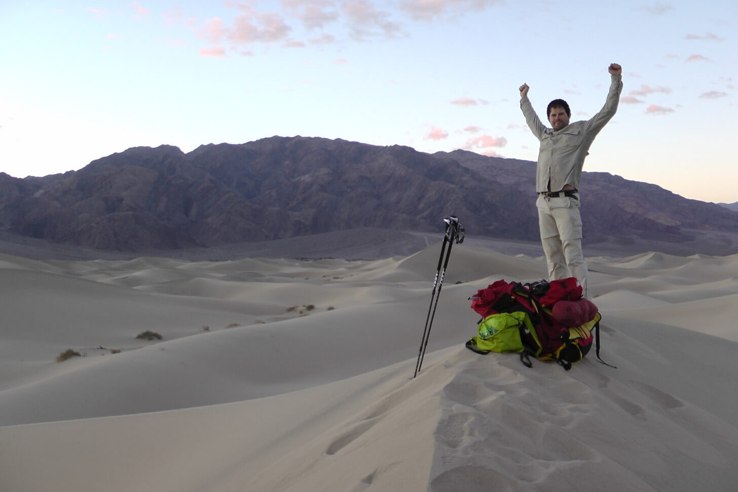 Louis-Philippe Loncke Celebrating Unsupported Death Valley Expedition