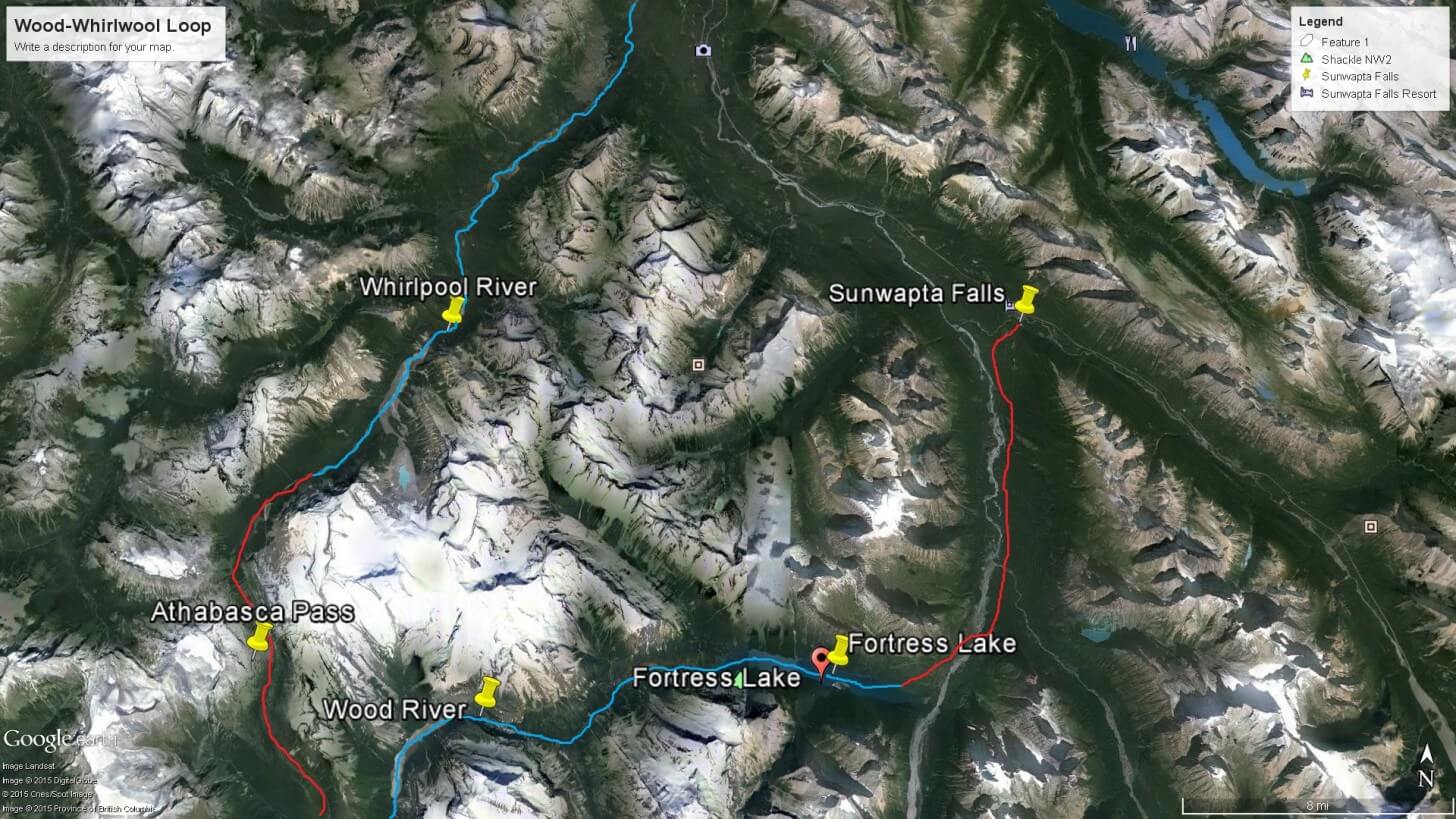 Map, Hike Fortress Lake, Descend Wood River, Cross Mountains, Descend Whirpool River, Wood River Packrafting Trip Luke Schmidt