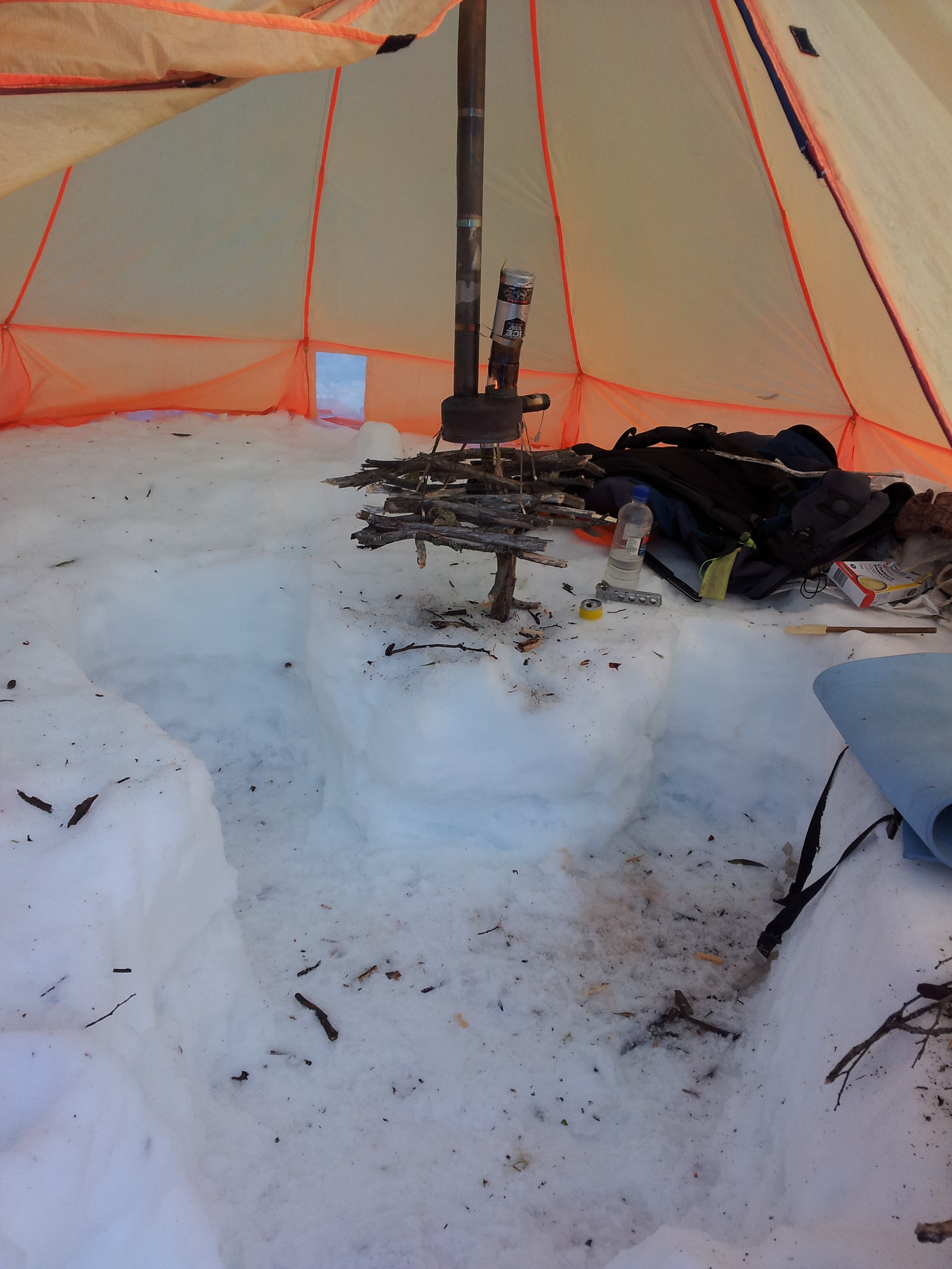 Y-Shaped Snow Pit, Tim Clarke, Micro Wood Stove, Alpine/Snow Camping, Part 4