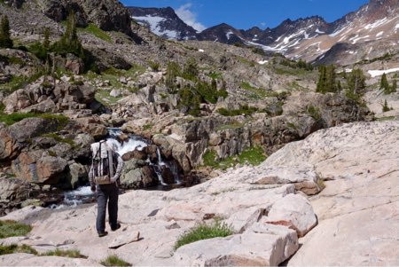 Trekking up the upper Sierra Creek drainage, a fantasy land of waterfalls and tundra.