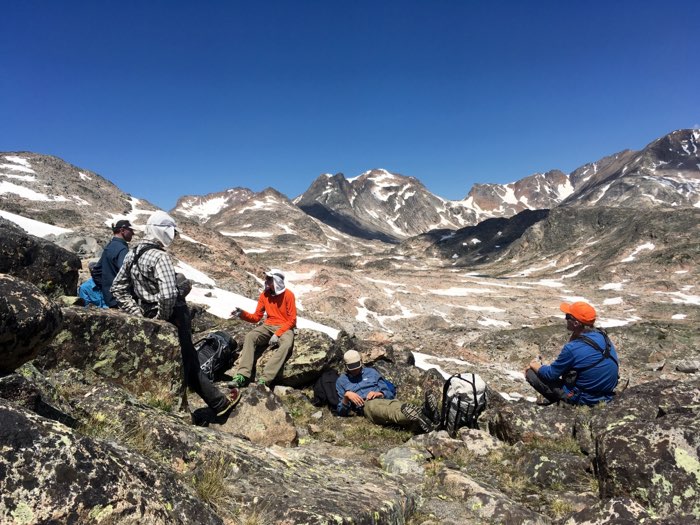 Hanging out at the hydrologic divide between the Fossil and Cairn Lake drainages.