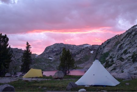 Sunset at our camp above Lake of the Winds.