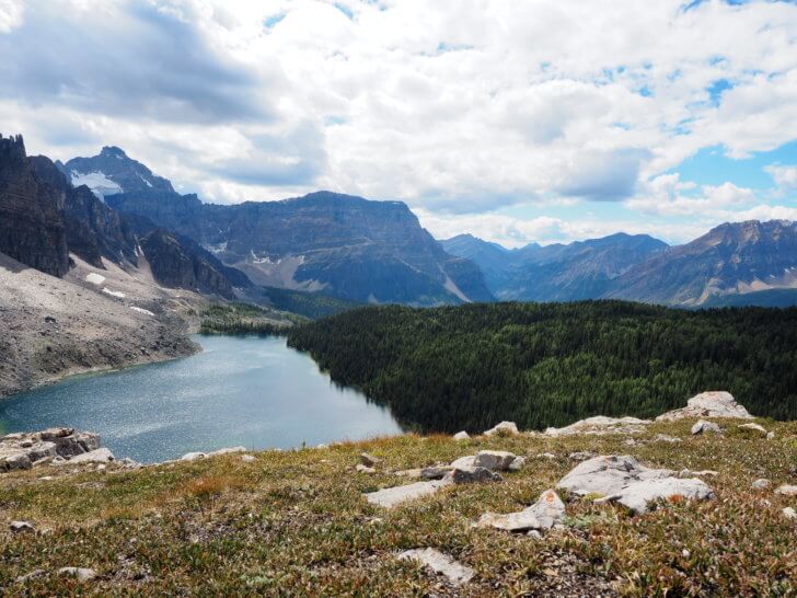 Backpacking Mount Assiniboine: Overlooking the lakes below is as stunning as sitting on their shores.