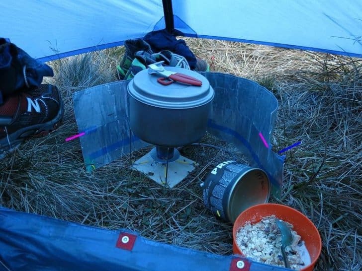 cooking in a vestibule with a v3 stove