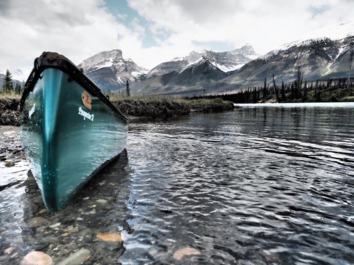 Nahanni River by Canoe: A Nova Craft Canoe on a lake.