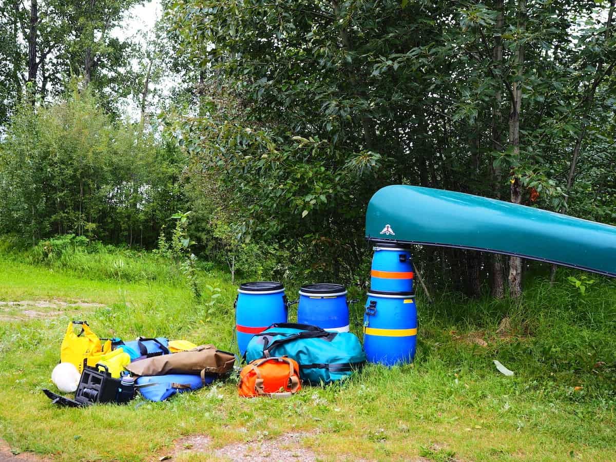 Nahanni River by Canoe: Gear unloaded from the truck