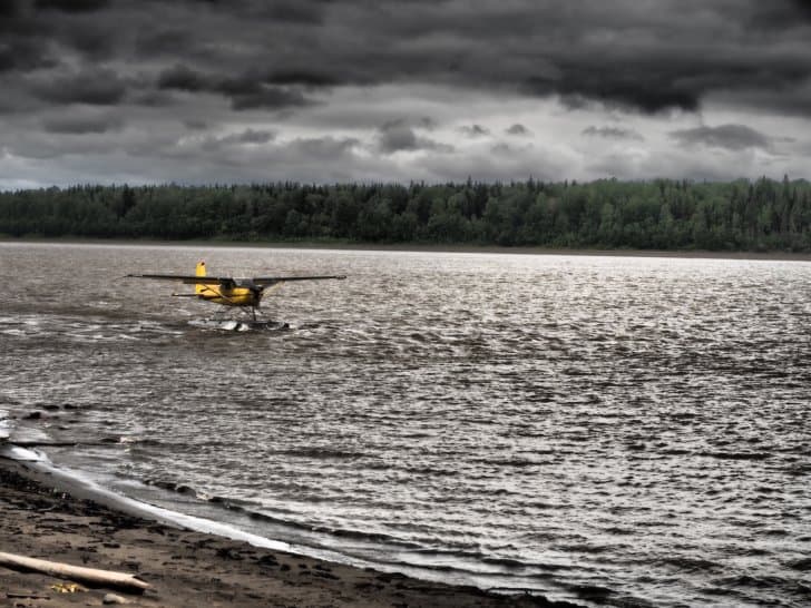 Nahanni River by Canoe: Cessna landing on the lake