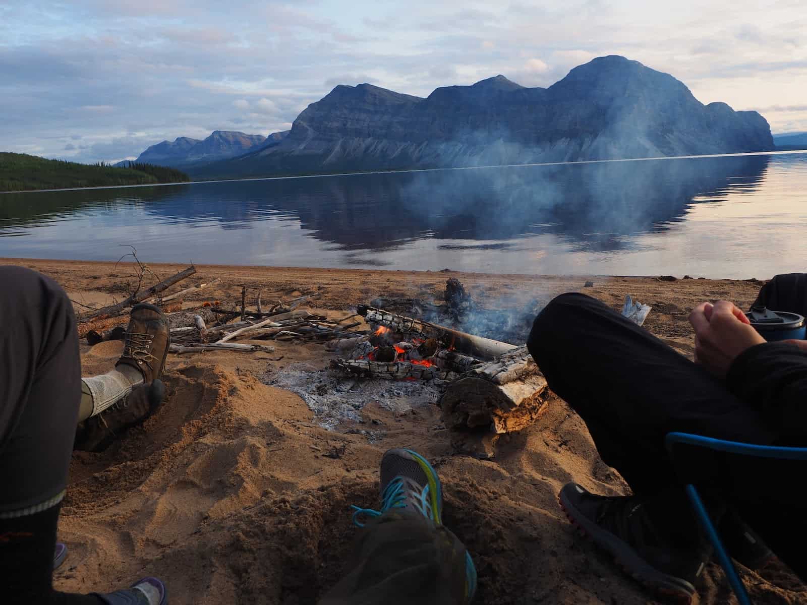 Nahanni River by Canoe: Campfire on a beach