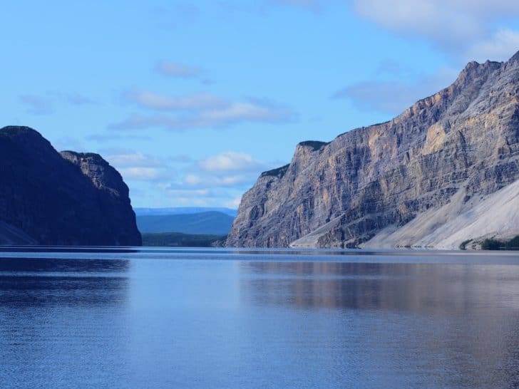 Nahanni River by Canoe: Cliffs along Doc Lake