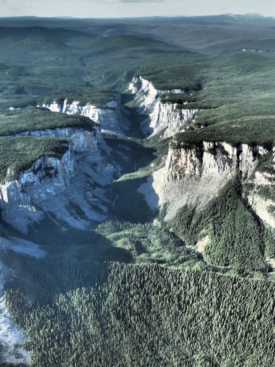 Nahanni River by Canoe: A gorge viewed from the sky