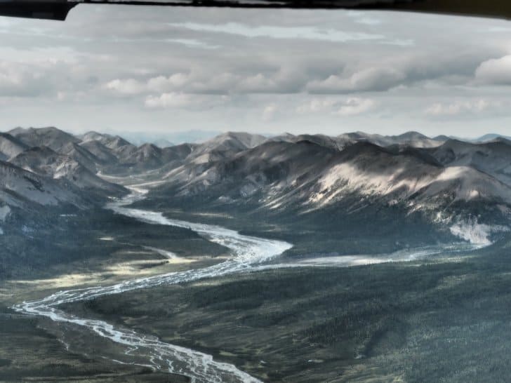 Nahanni River by Canoe: mountains from the view of the Cessna.