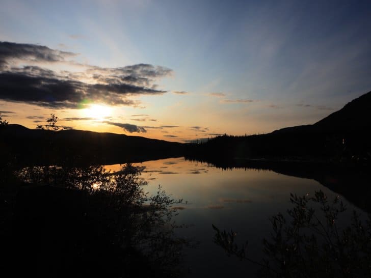 Nahanni River by Canoe: Sunset over the Nahanni River.