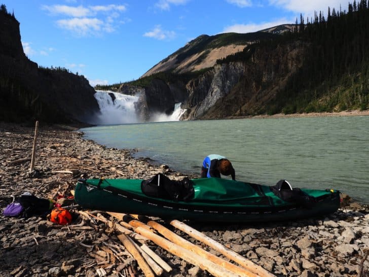 Nahanni River by Canoe: Loading the canoe below Virginia Falls