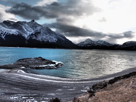 Nahanni RIver by Canoe: Dark clouds over Lake Abraham