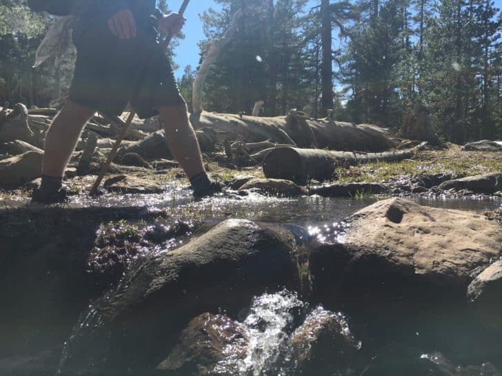 xero shoes mesa trail: the author crosses a creek in his mesa trails