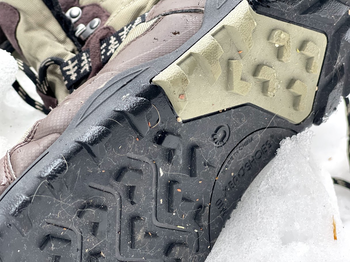 Xero Shoes Alpine Snow Boot, bottom view showing chevron lug sole