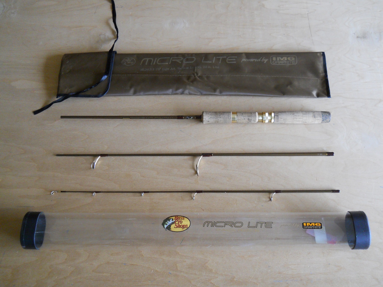 Basspro Micro-Lite Spinning Pack Rod. Graphite 5' 6 Light Action