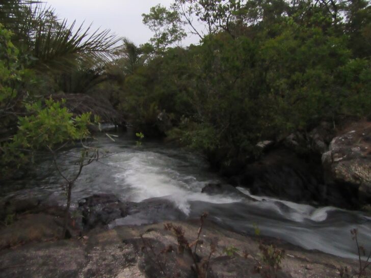 rapids cutting through a narrow gorge