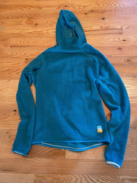 Senchi Designs Merlin hoodie, size large, teal - Backpacking Light