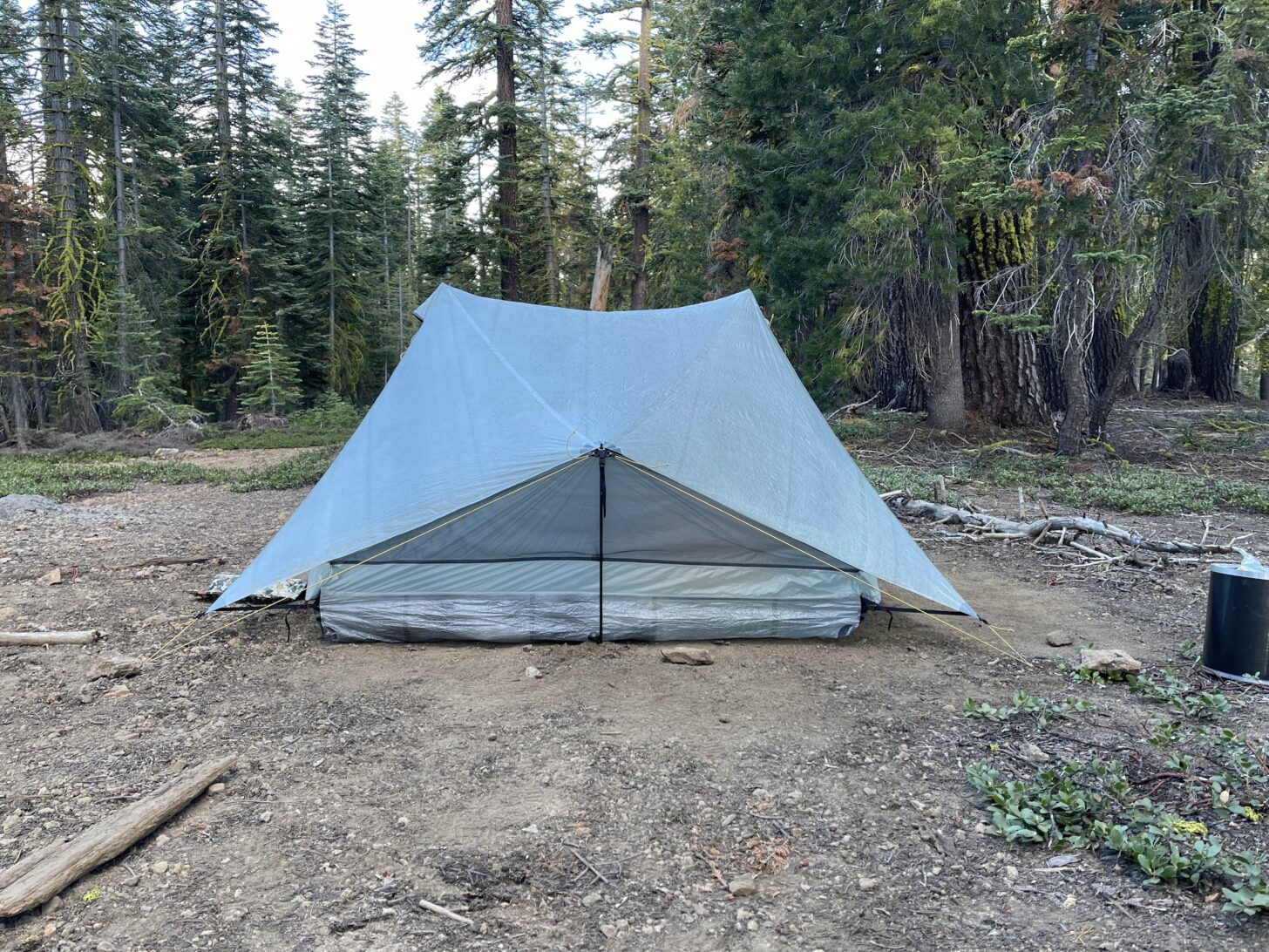 A medium wide shot of the end of the Tarptent Dipole 2.