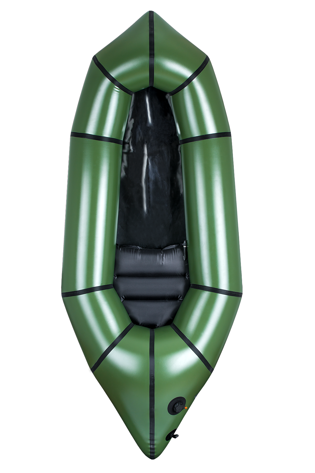 An Alpacka Raft Scout against a white background.
