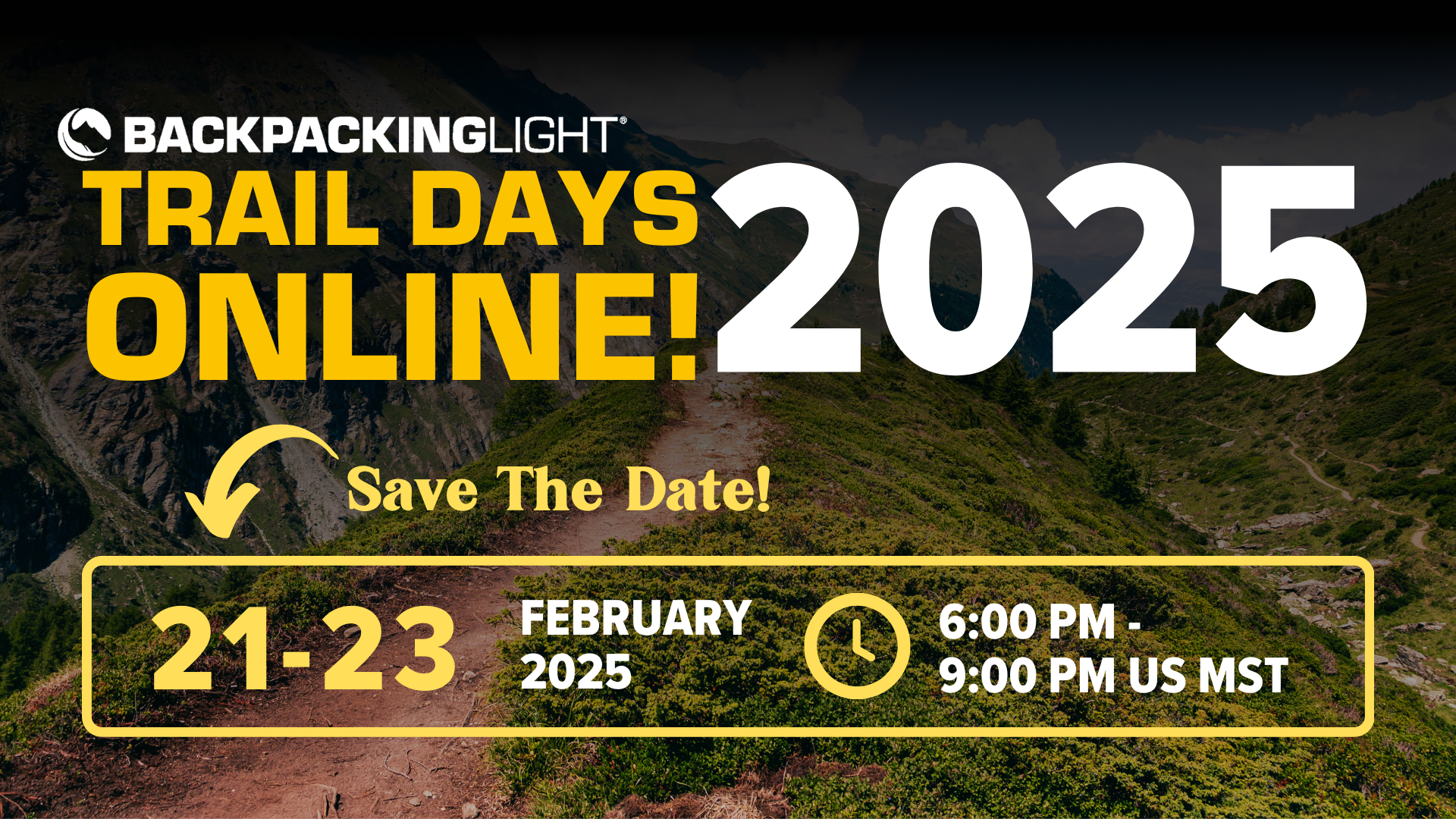 backpacking light trail days online 2025 - february 21-23, 2025