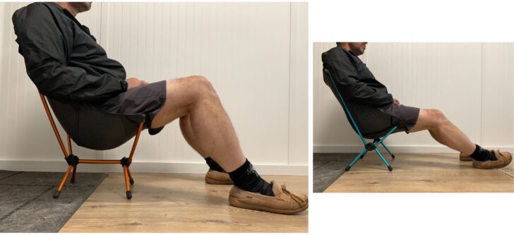 leg angles when sitting in a backpacking chair