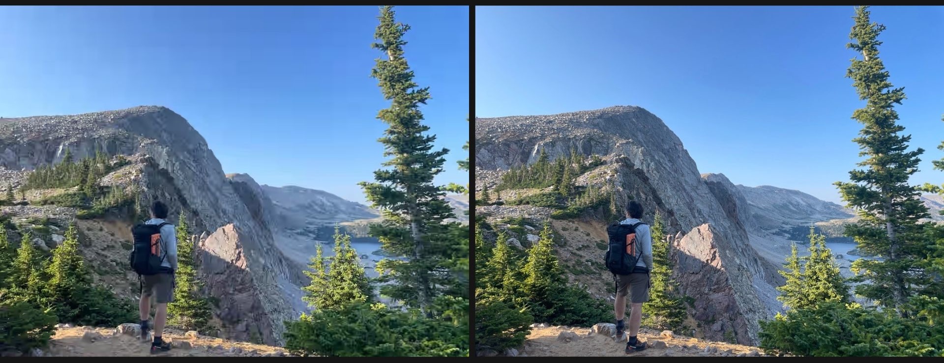 comparison of two images transmitted with the garmin inreach messenger plus - the one on the left via satellite and the one on the right via cellular