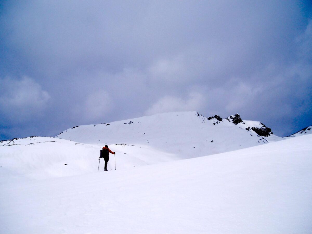 a person skiing on snow