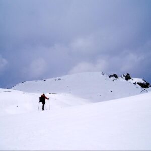 a person skiing on snow