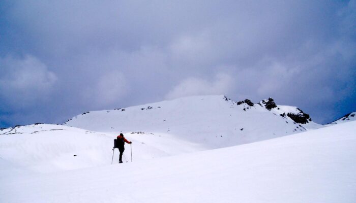 a person skiing on snow