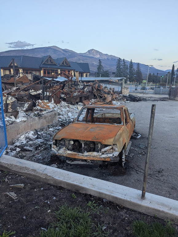 burned out car from jasper wildfires