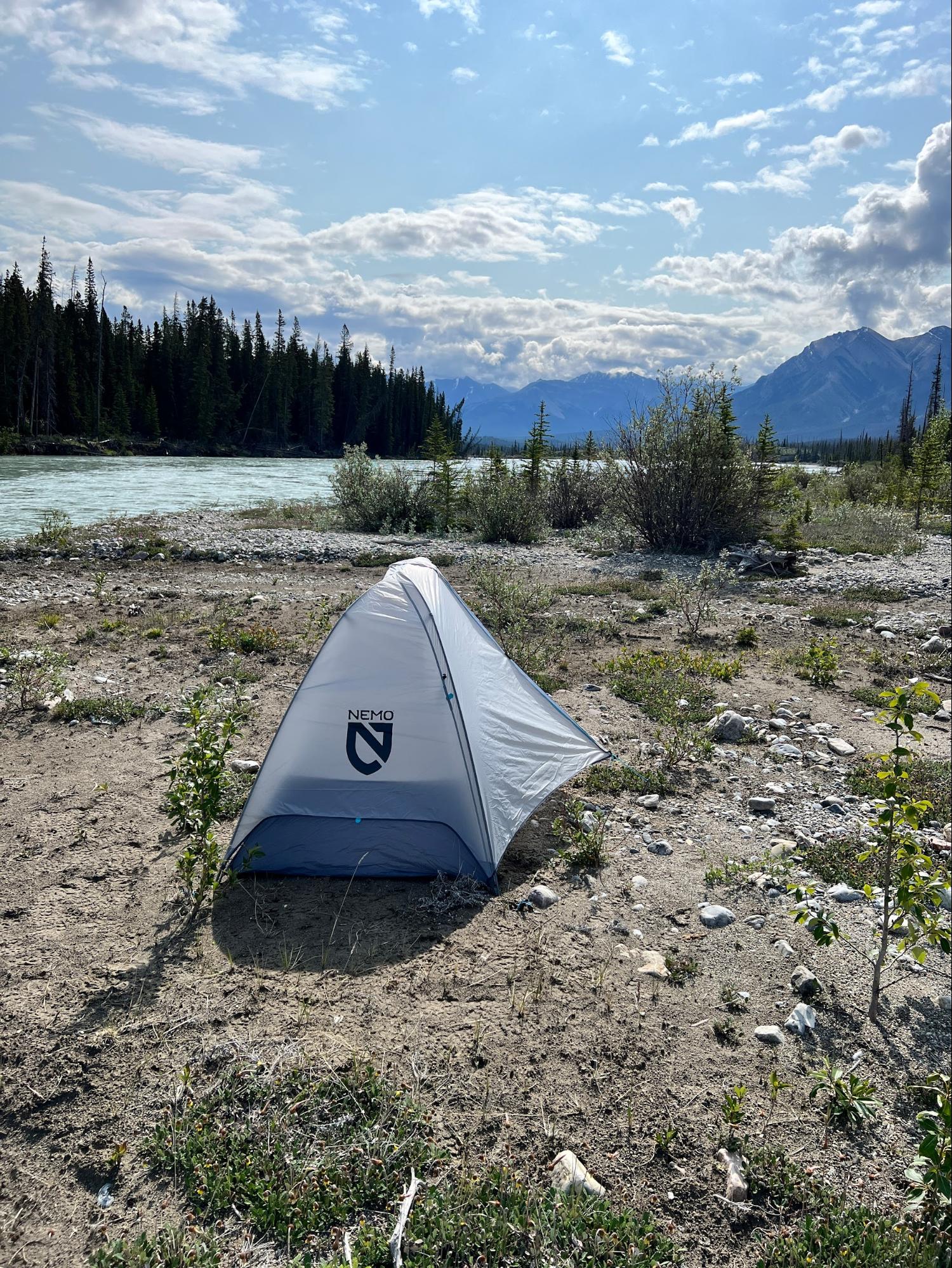 tent on a sandbar