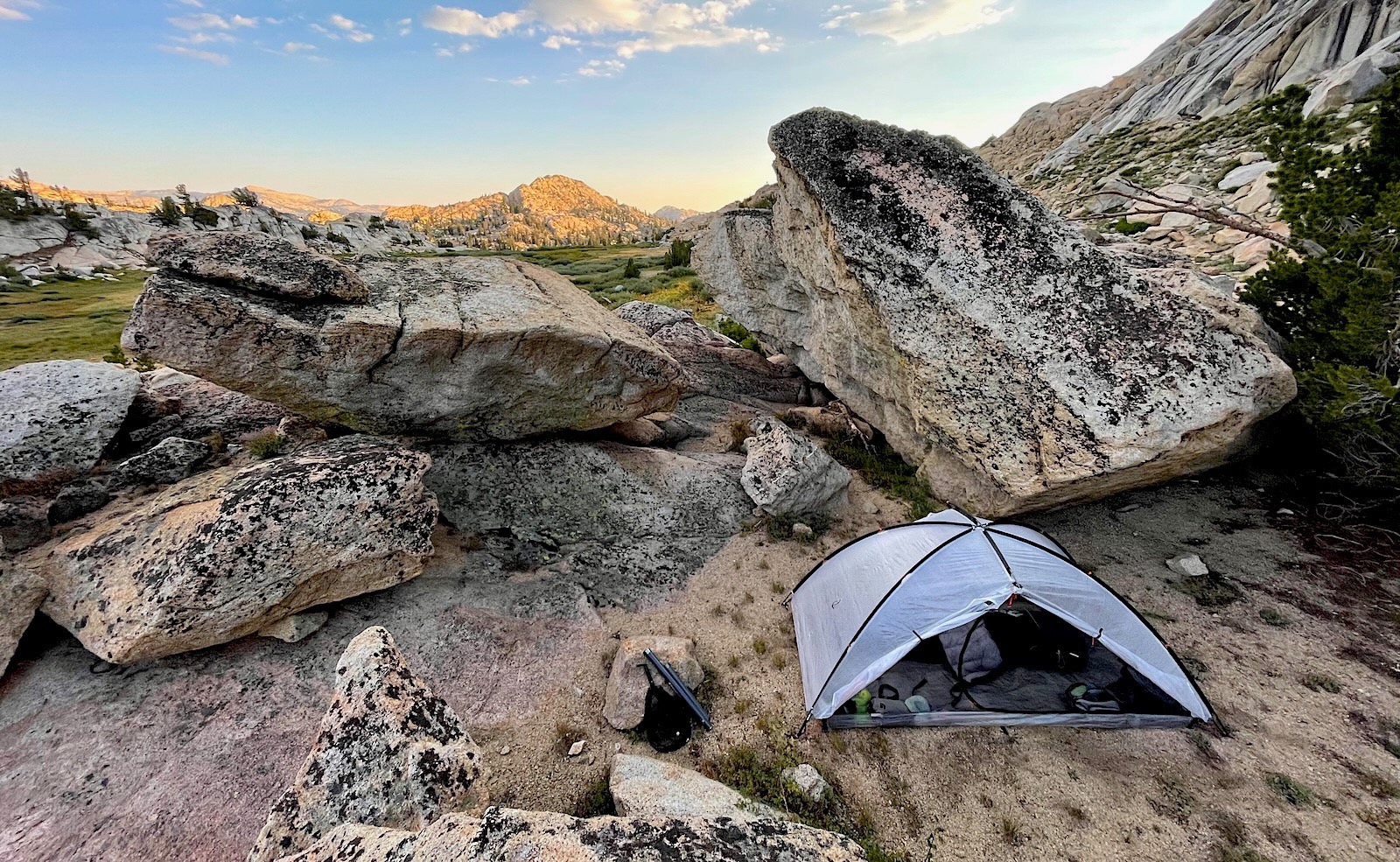 tent under a rock