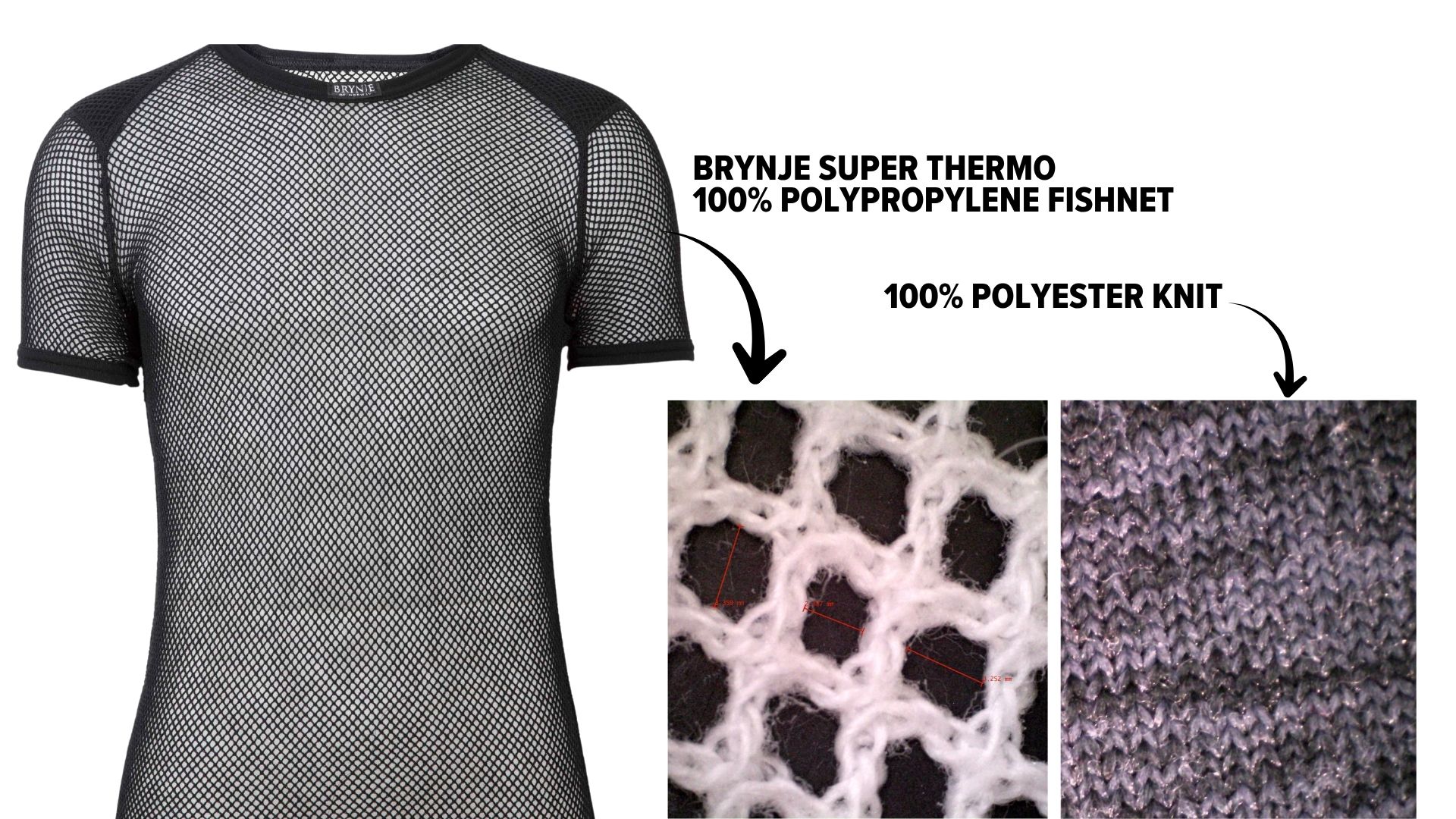 fabric imaging of brynje super thermo 100% polypropylene fishnet