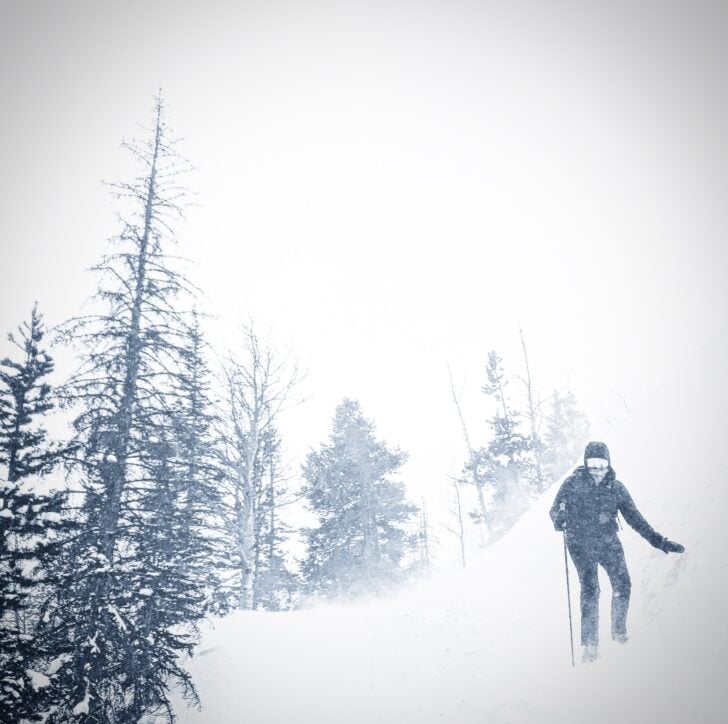 hiker on snow