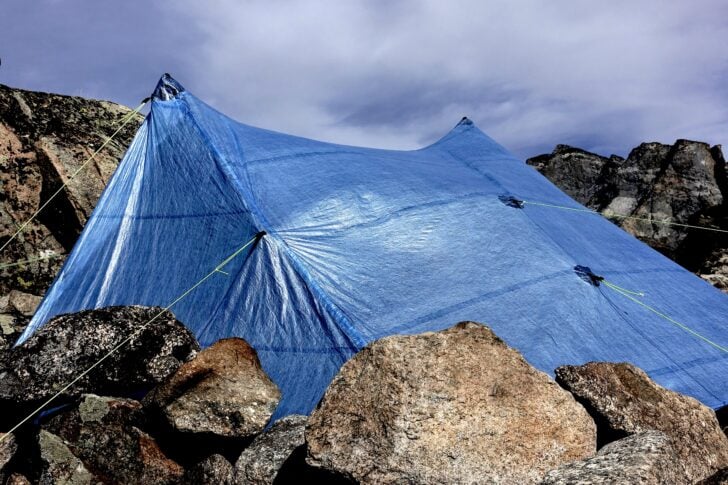 tent in rocks