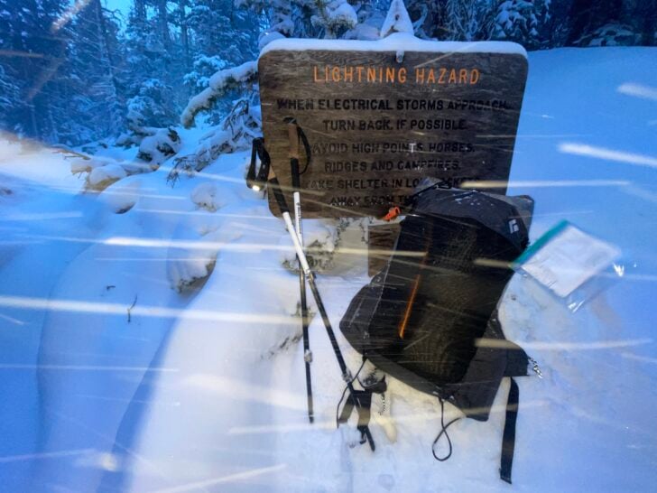 trail sign about lightning