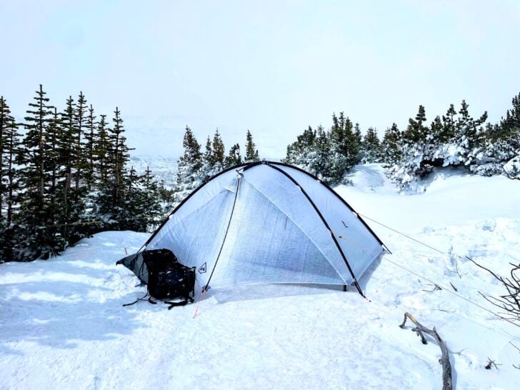 tent in snow