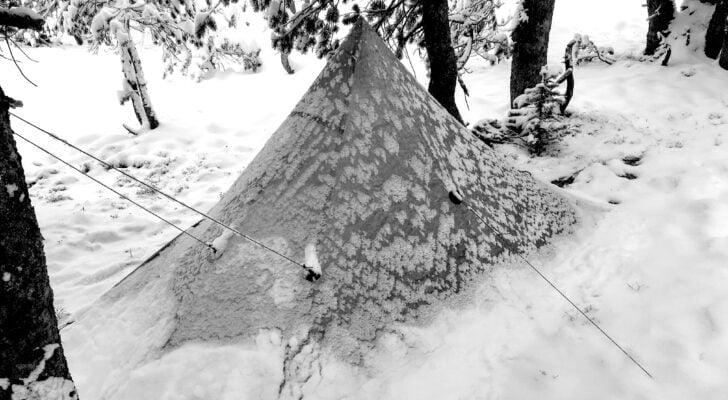 tent in snow