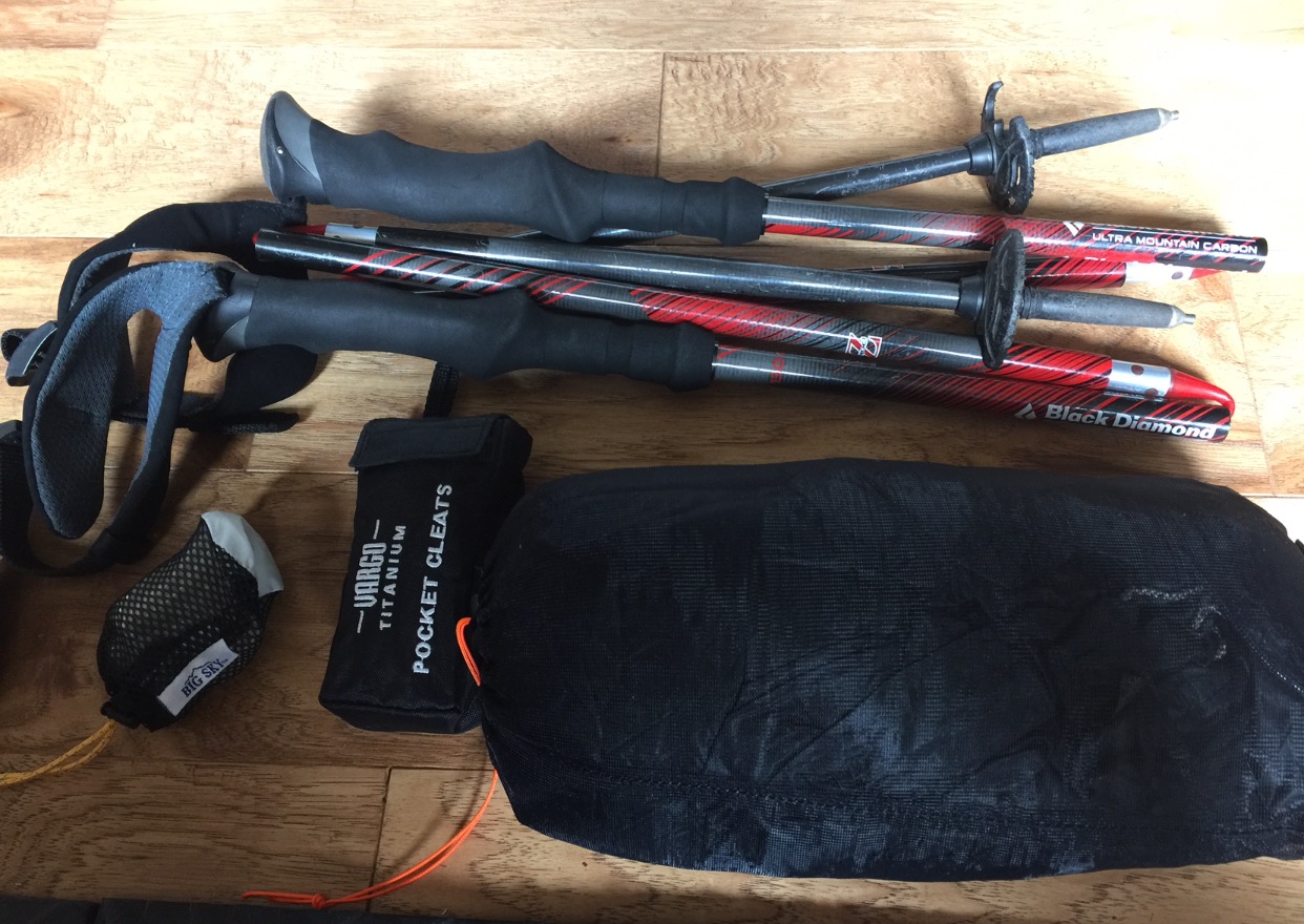 FS misc items incl poles cleats 2p mid inner hydration 