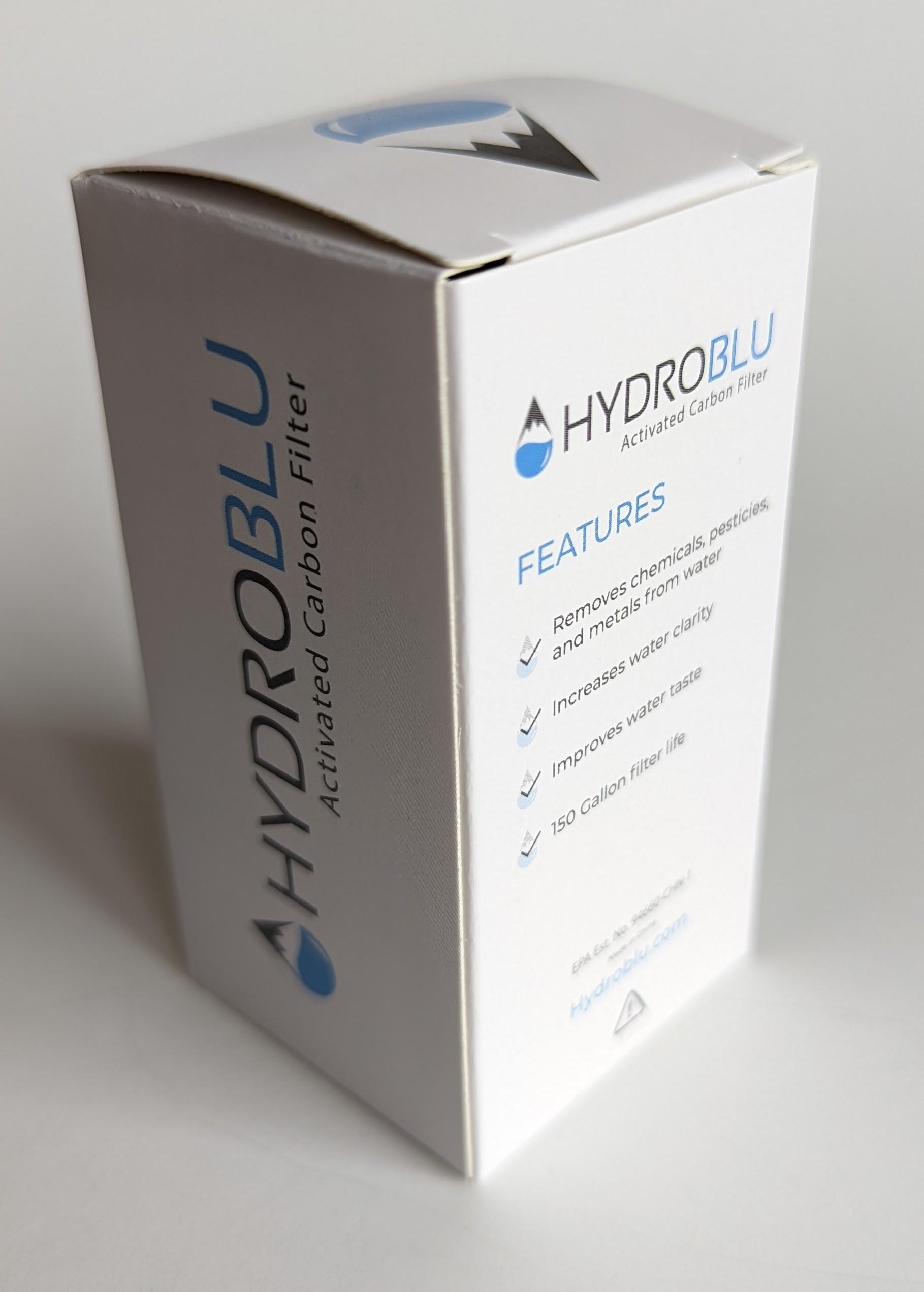 HydroBlu carbon filter packaging