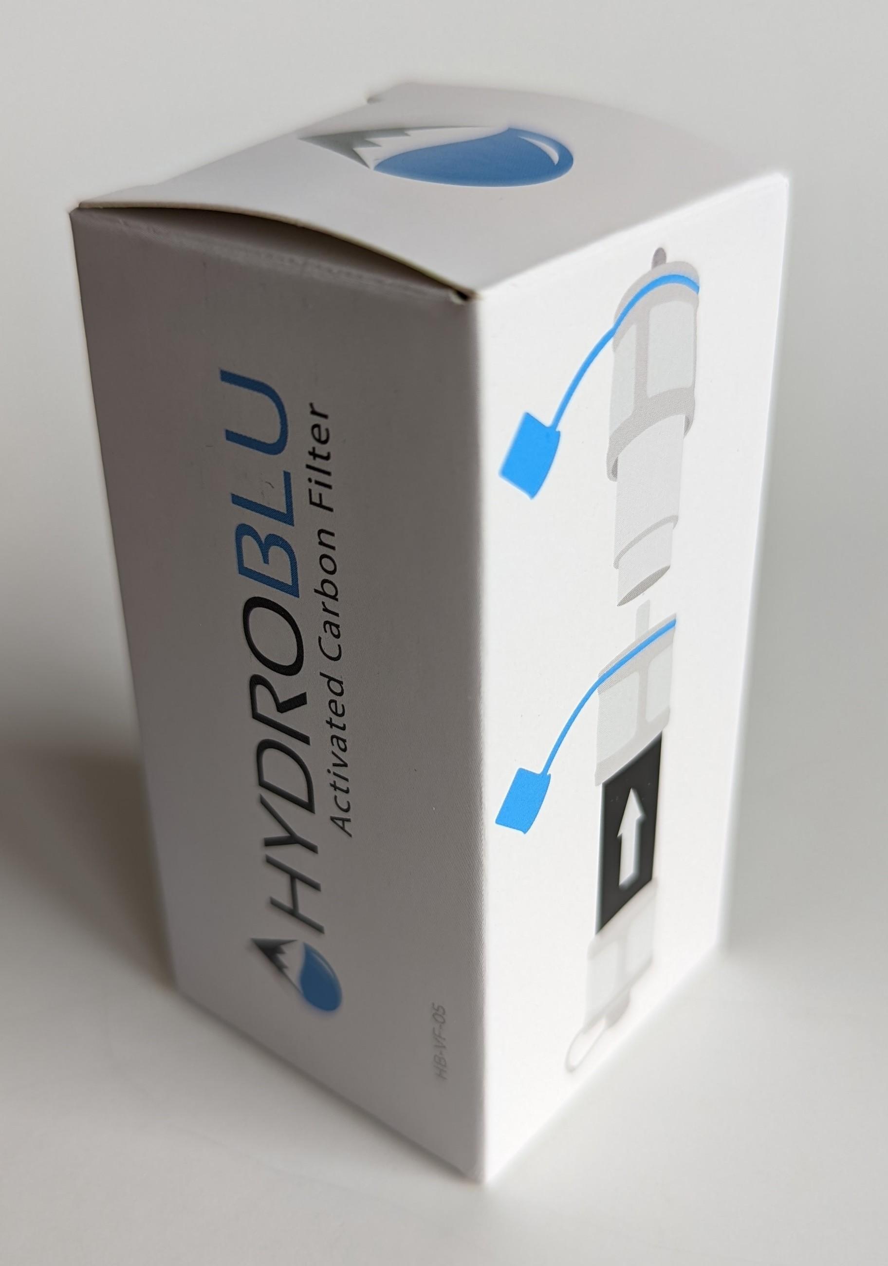 HydroBlu carbon filter packaging