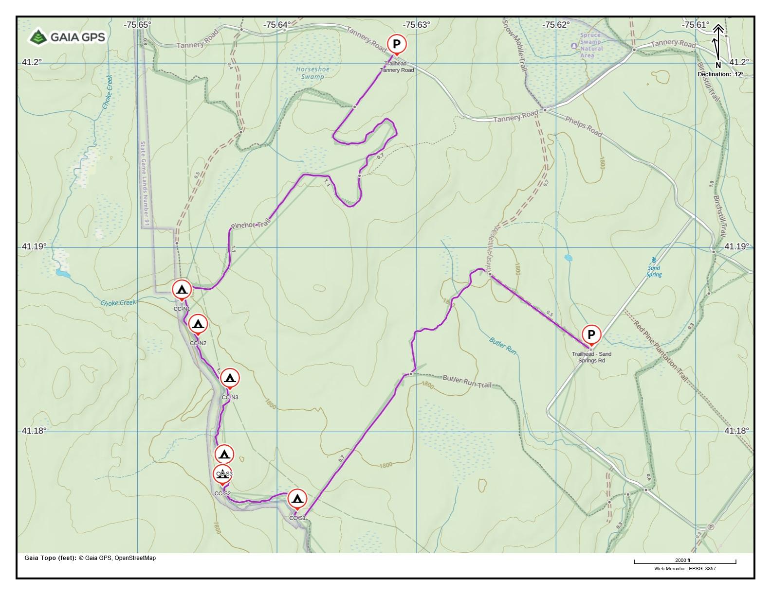 Choke Creek Primitive Campsites