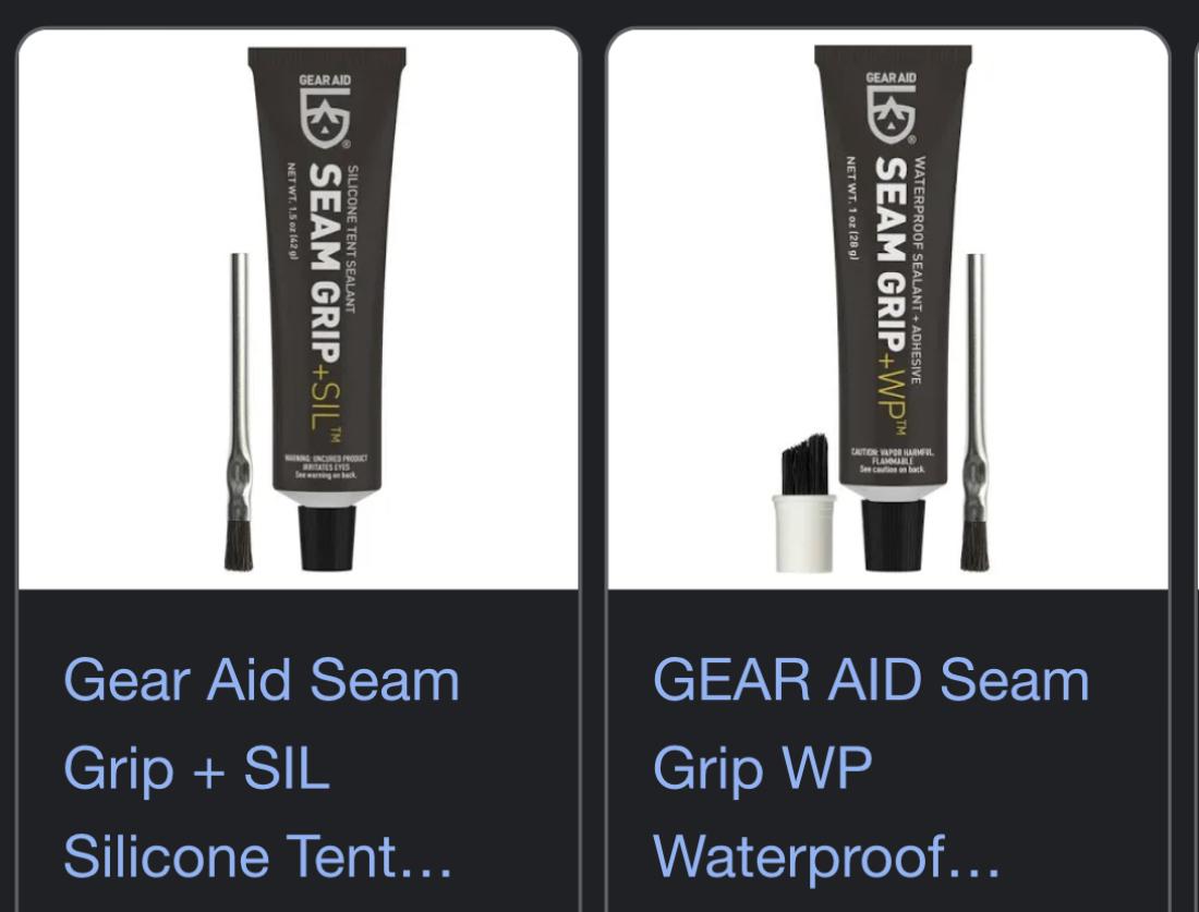 Gear Aid Seam Grip 1 oz. WP Waterproof Tent Sealant and Adhesive - 2-Pack 
