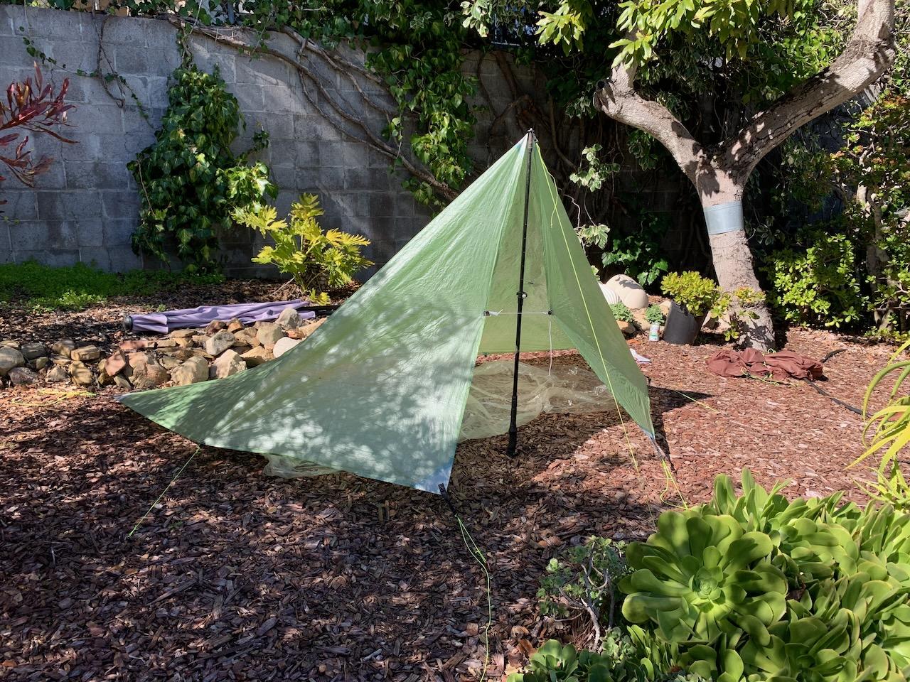 Pyramid flat tarp pitch