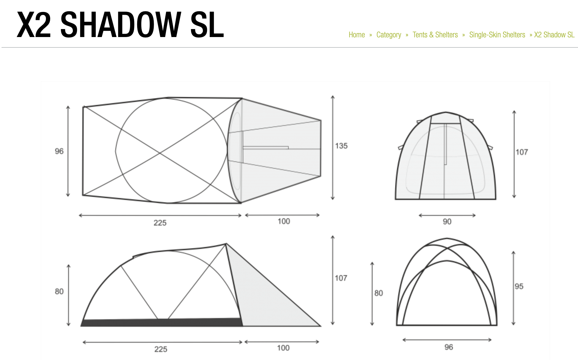 Crux X2 Shadow SL dimensions